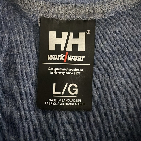 Helly Hansen Work Wear Fire Resistant Long Sleeve Tee Shirt Size Large Blue - Picture 4 of 9